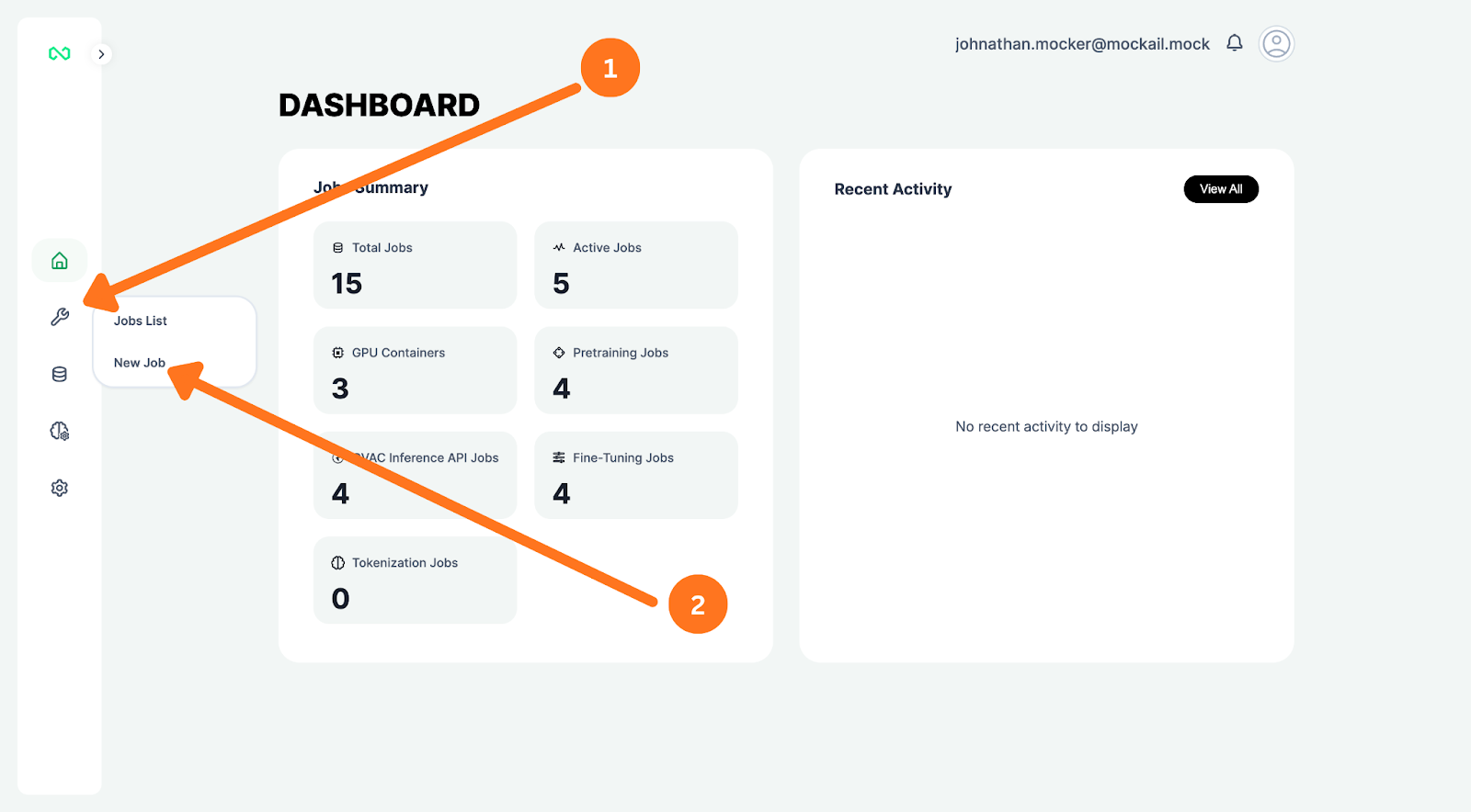 Open job creation menu